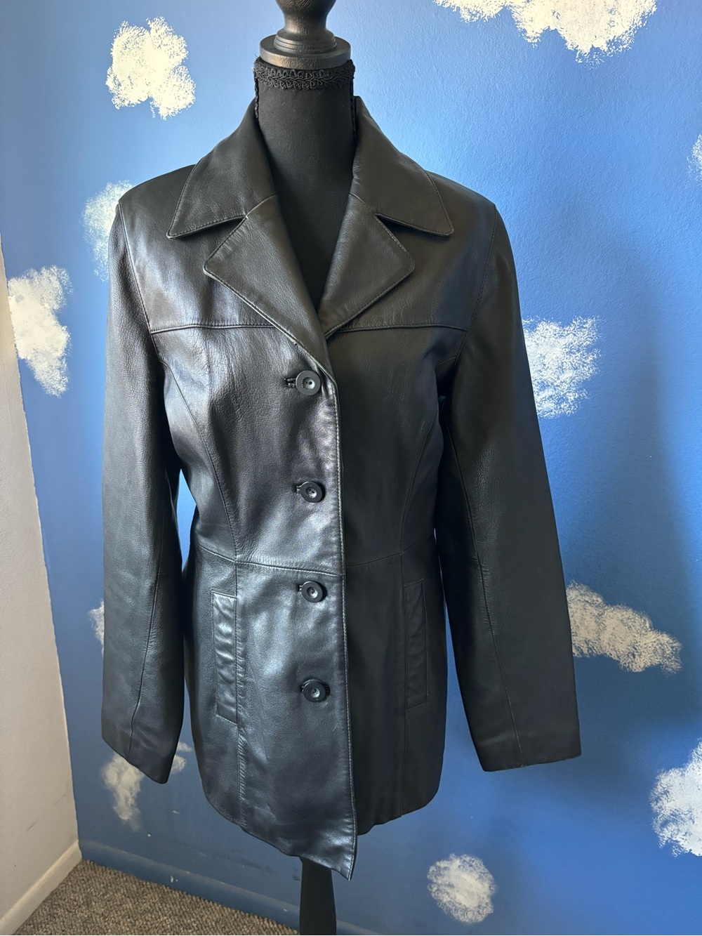 JLC New York Vintage Black Leather Women's Jacket,Timeless Tailored Style, Small